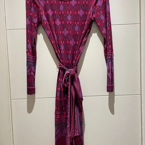 Tory Burch Purple Long Sleeve Silk Dress Size Small - Picture 3 of 5